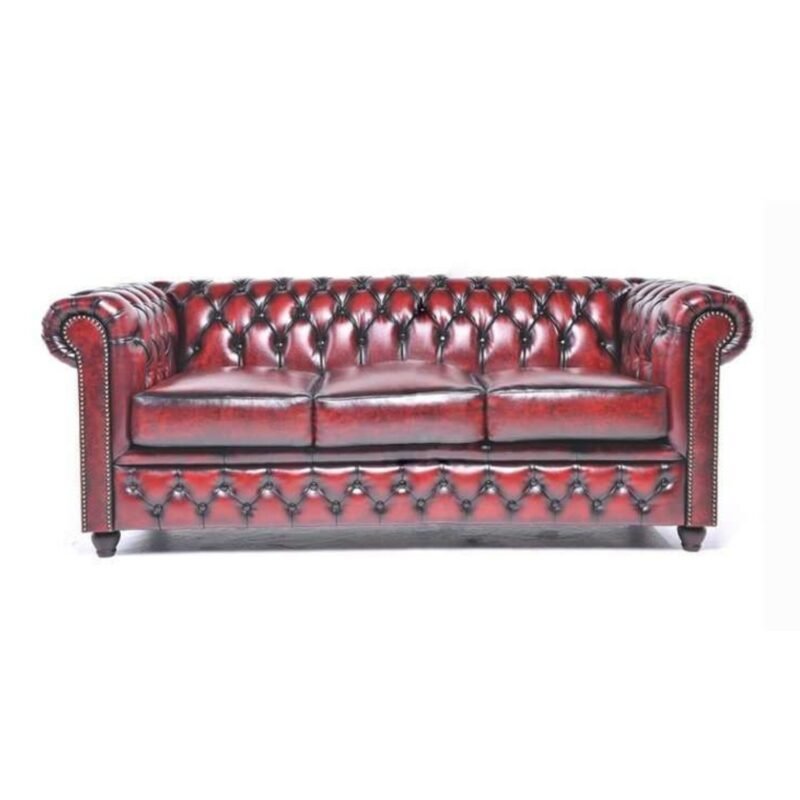 Chesterfield Brighton - 3-Zit Bank - Antiek Bordeaux Rood